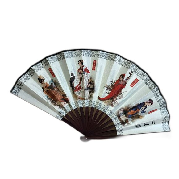 Authentic Wooden Chinese Silk Folding Hand Fan - Picture 1 of 9